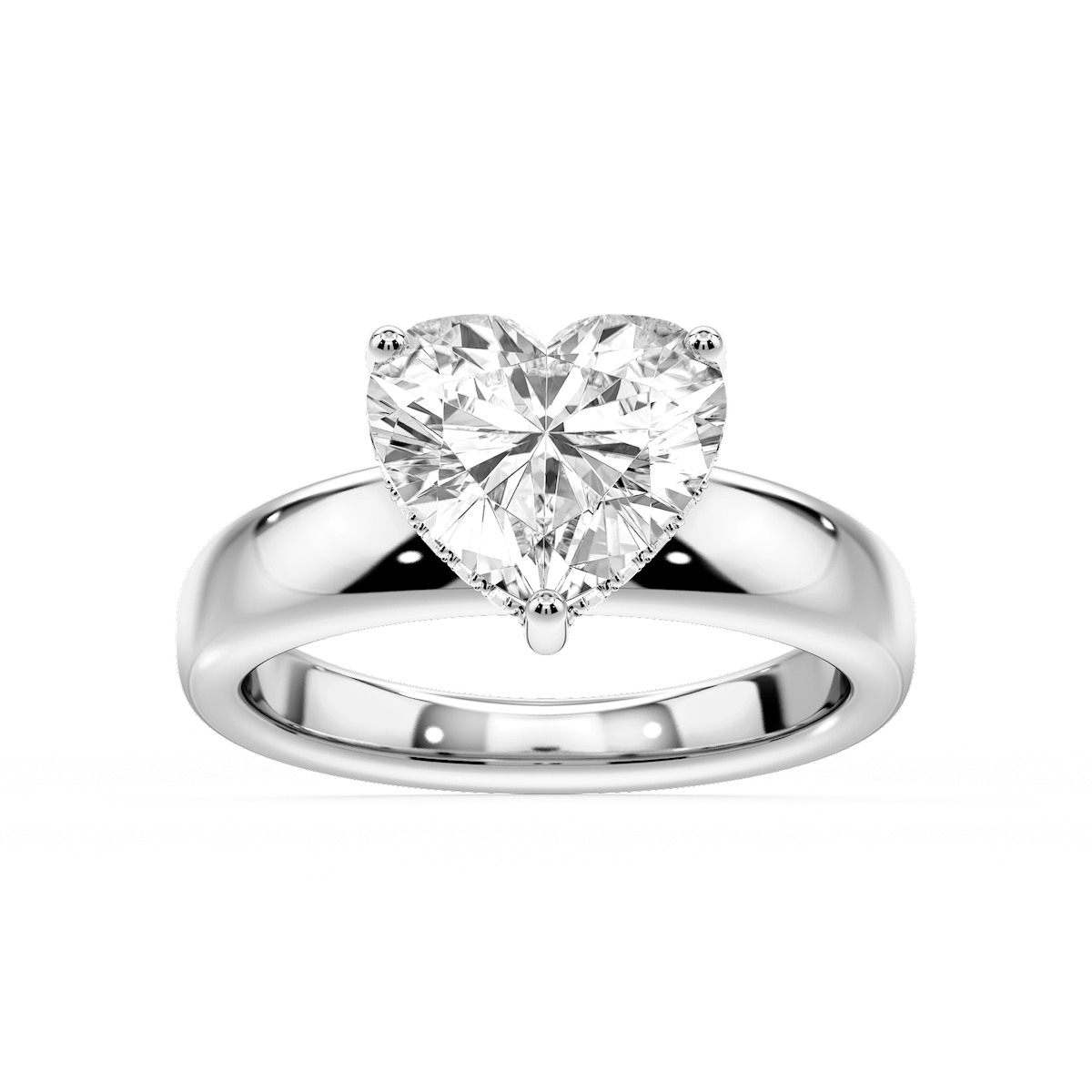 Gloria Heart Lab Grown Diamond Hidden Halo Engagement Ring