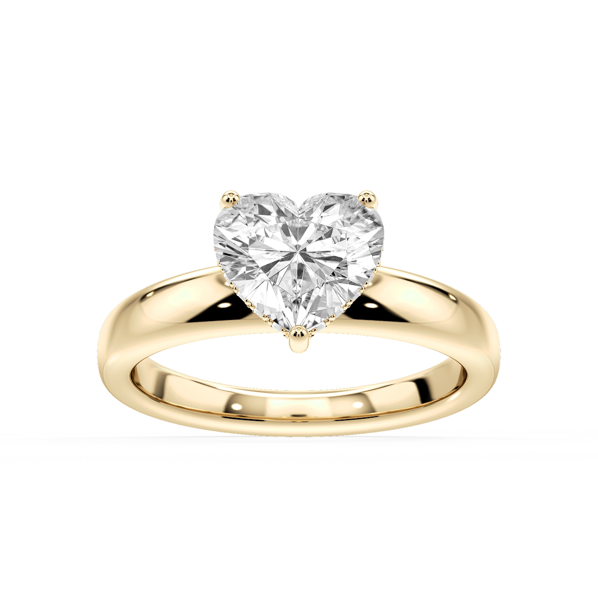 Gloria Heart Lab Grown Diamond Hidden Halo Engagement Ring