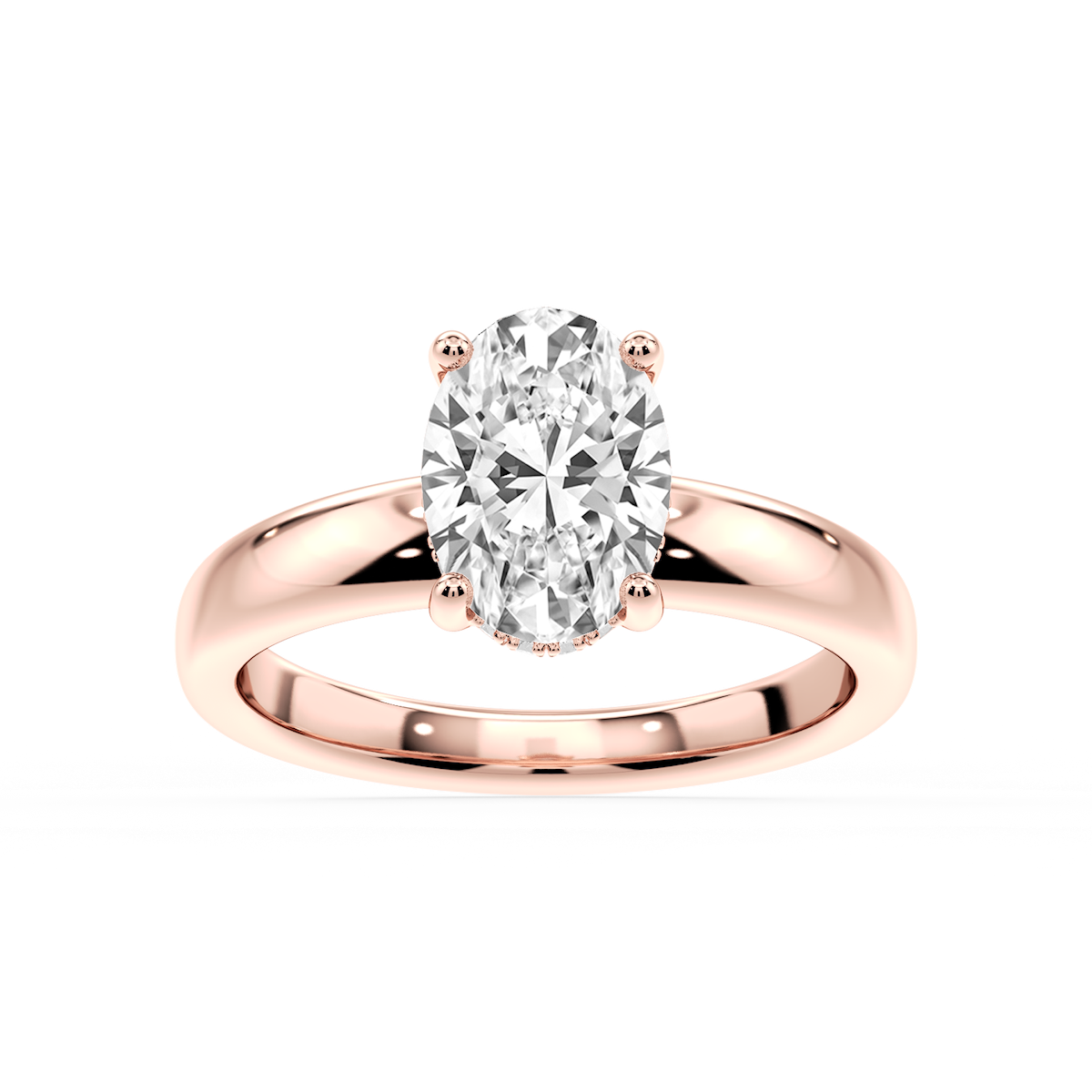 Gloria Oval Lab Grown Diamond Hidden Halo Engagement Ring