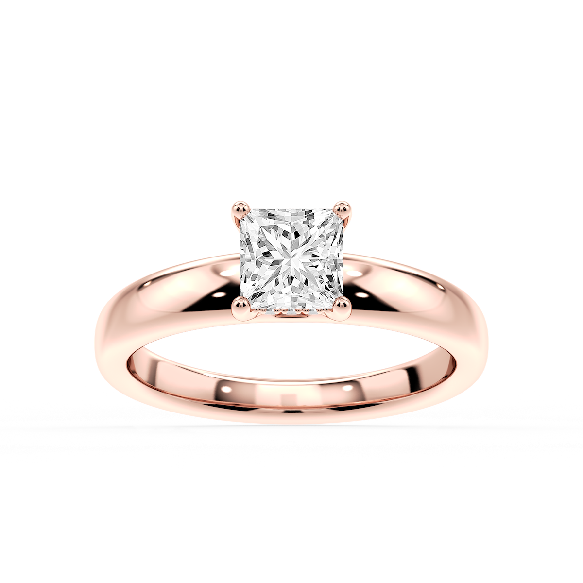 Gloria Princess Lab Grown Diamond Hidden Halo Engagement Ring