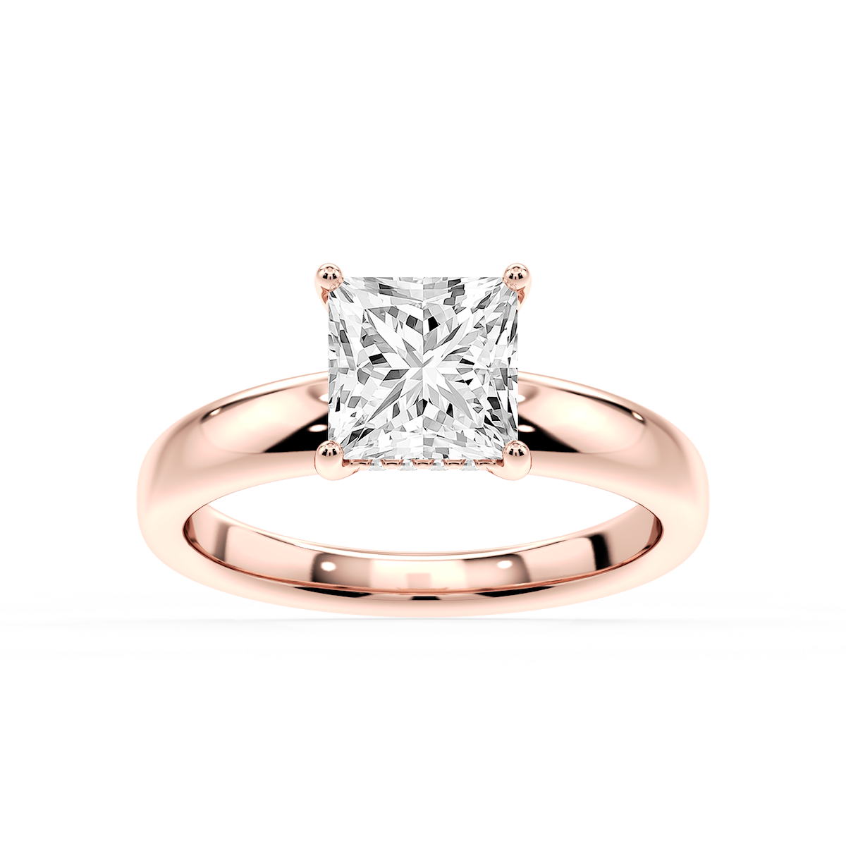 Gloria Princess Lab Grown Diamond Hidden Halo Engagement Ring