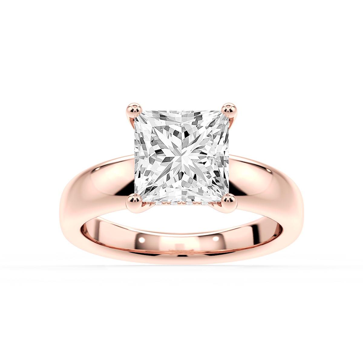 Gloria Princess Lab Grown Diamond Hidden Halo Engagement Ring