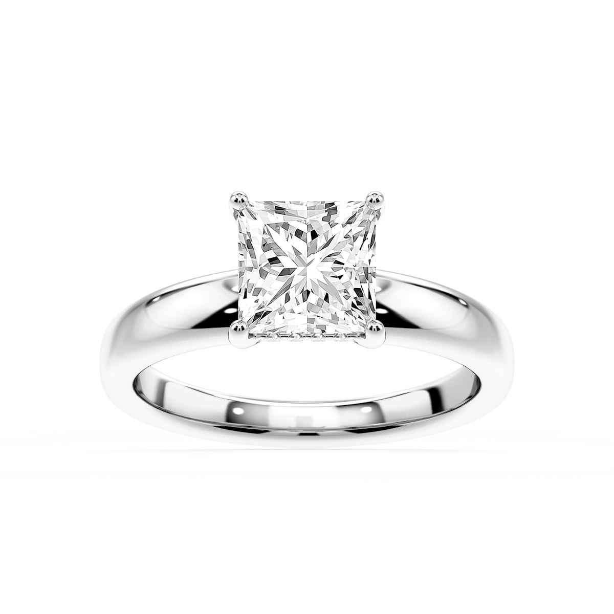 Gloria Princess Lab Grown Diamond Hidden Halo Engagement Ring