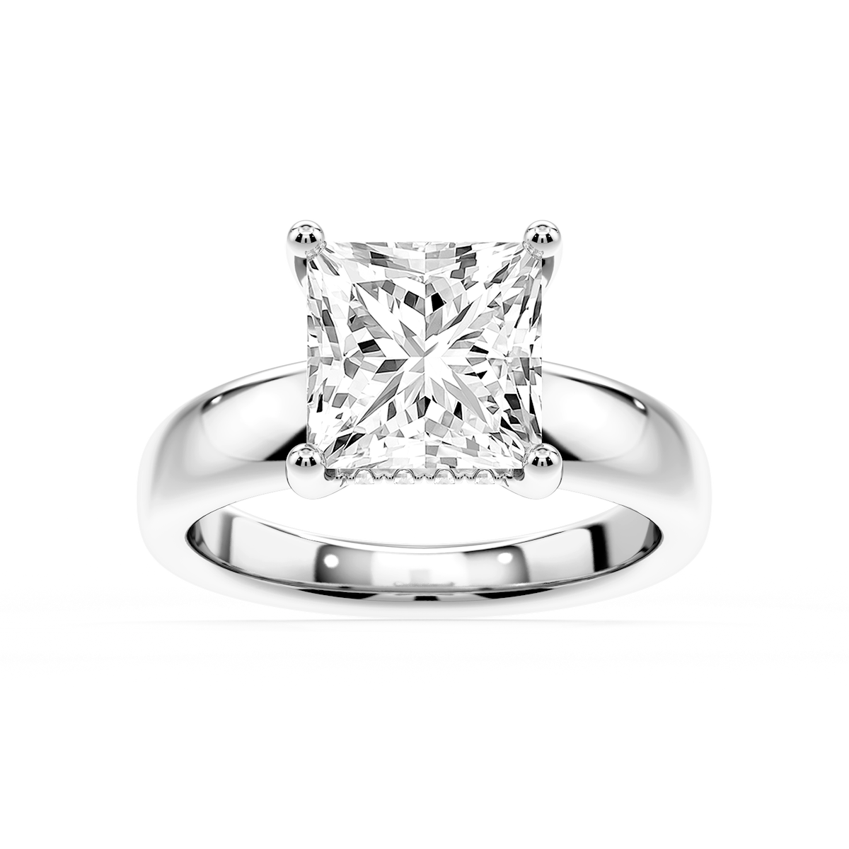 Gloria Princess Lab Grown Diamond Hidden Halo Engagement Ring