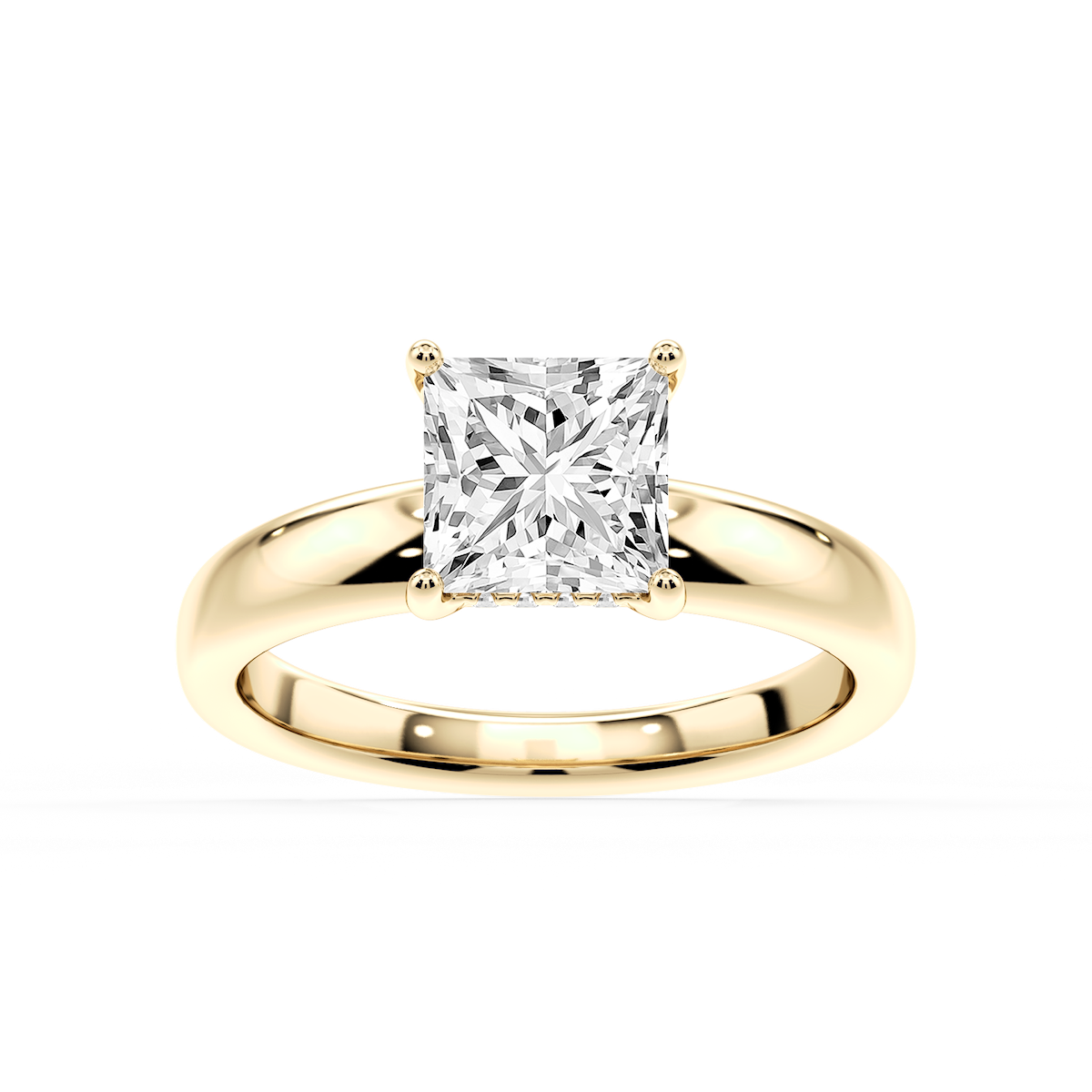 Gloria Princess Lab Grown Diamond Hidden Halo Engagement Ring