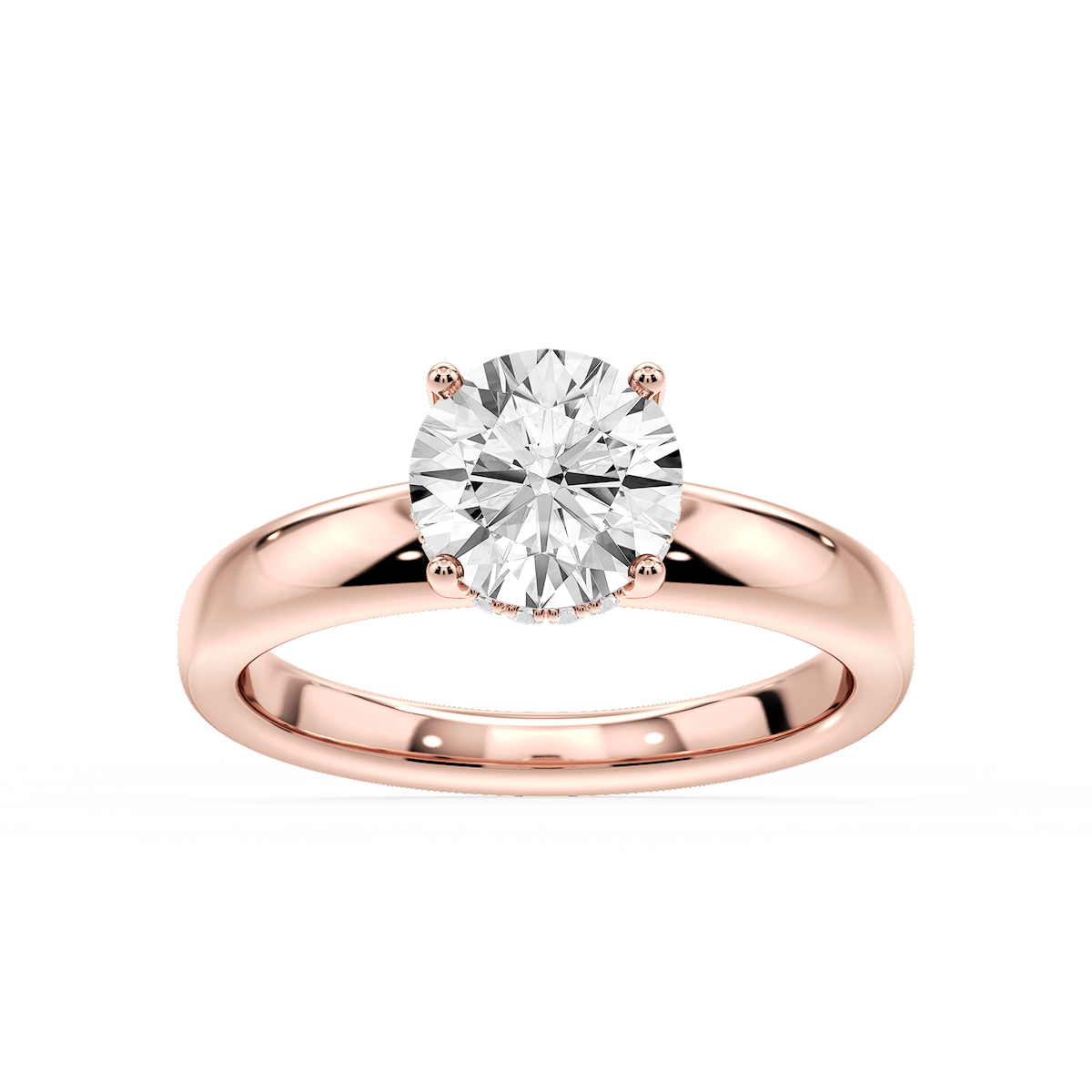 Gloria Round Lab Grown Diamond Hidden Halo Engagement Ring