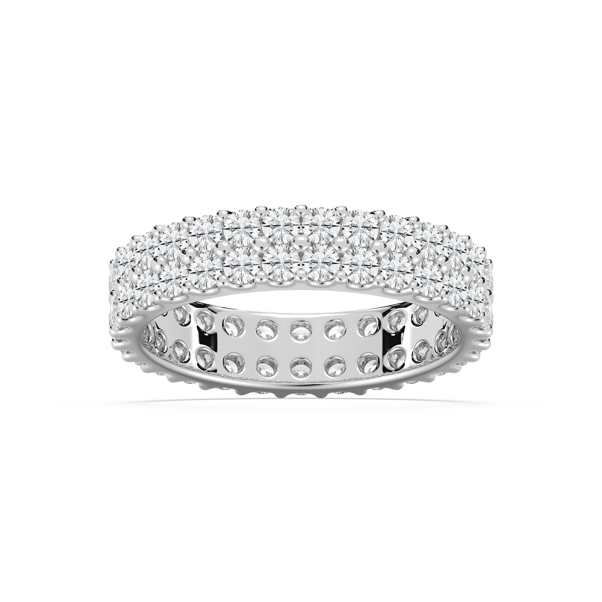 Regina 2 ctw Round Lab Grown Diamond Double Row Shared Prong Eternity Band