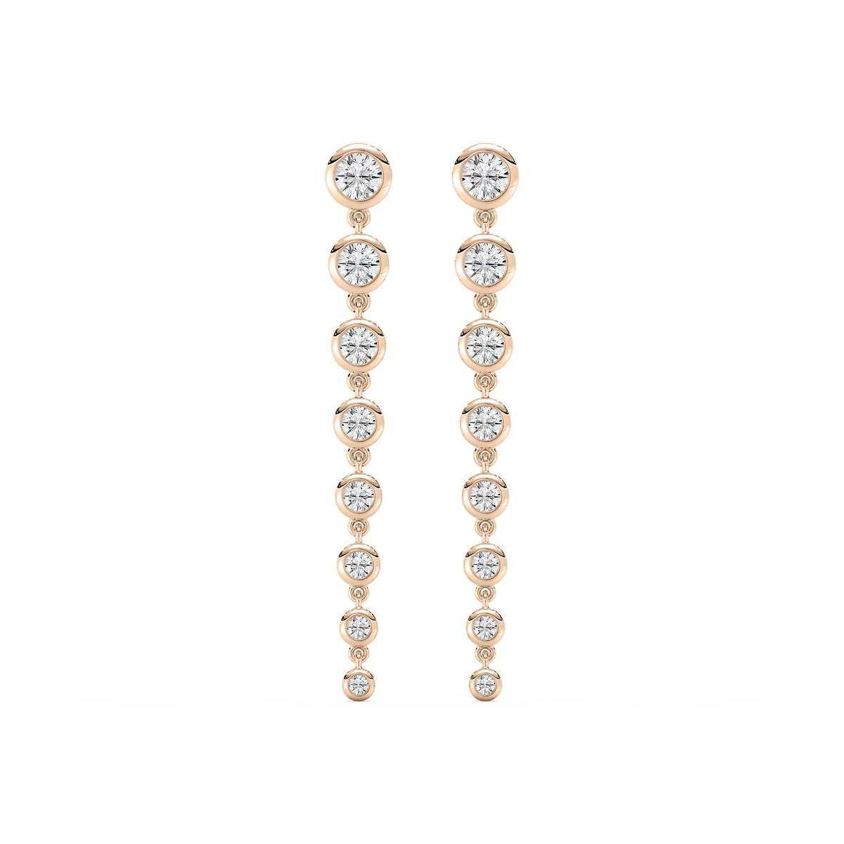 1 ¾ ctw Round Lab Grown Diamond Graduated Bezel Drop Earrings