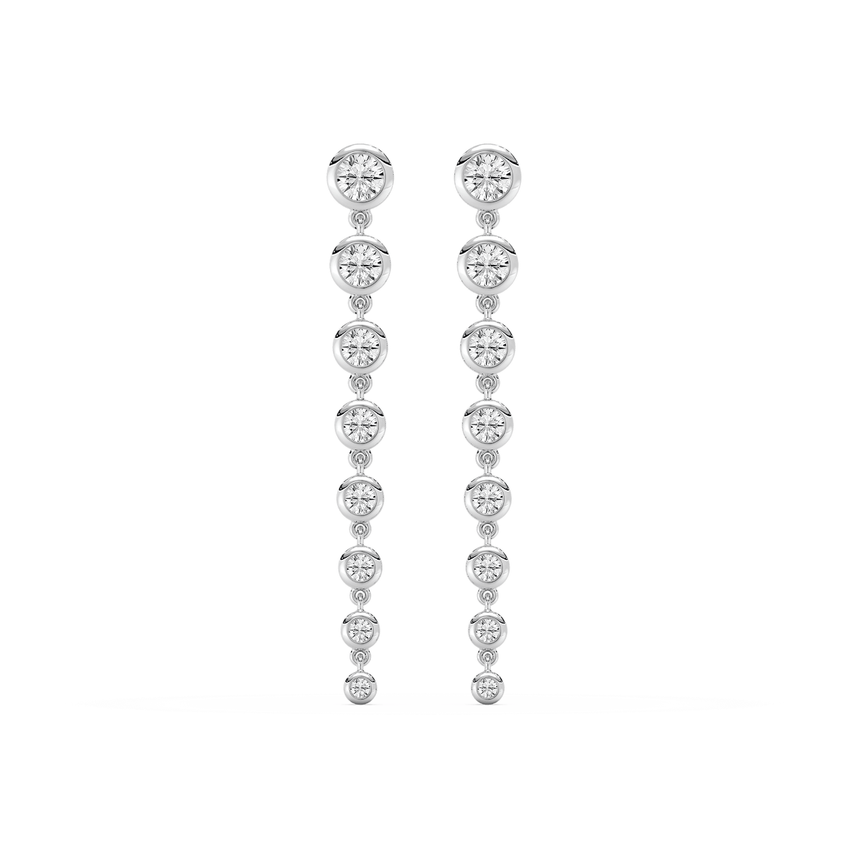 1 ¾ ctw Round Lab Grown Diamond Graduated Bezel Drop Earrings