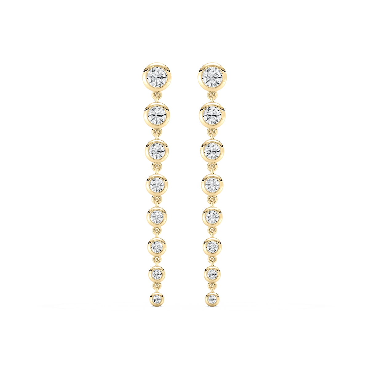 1 ¾ ctw Round Lab Grown Diamond Graduated Bezel Drop Earrings
