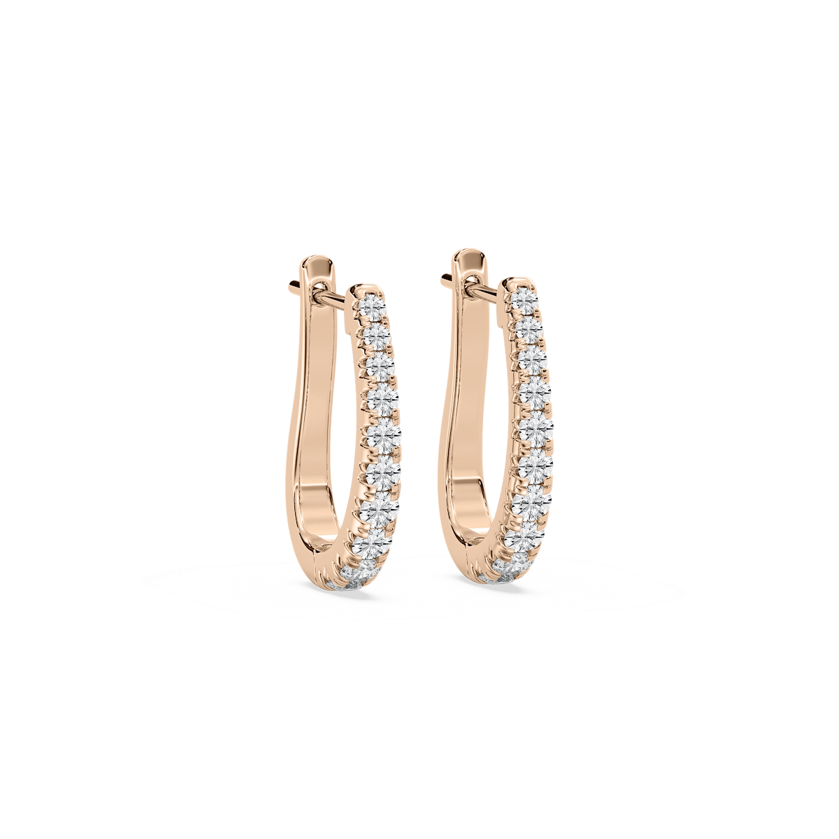 Round Lab Grown Diamond Graduated Horseshoe Hoop Earrings