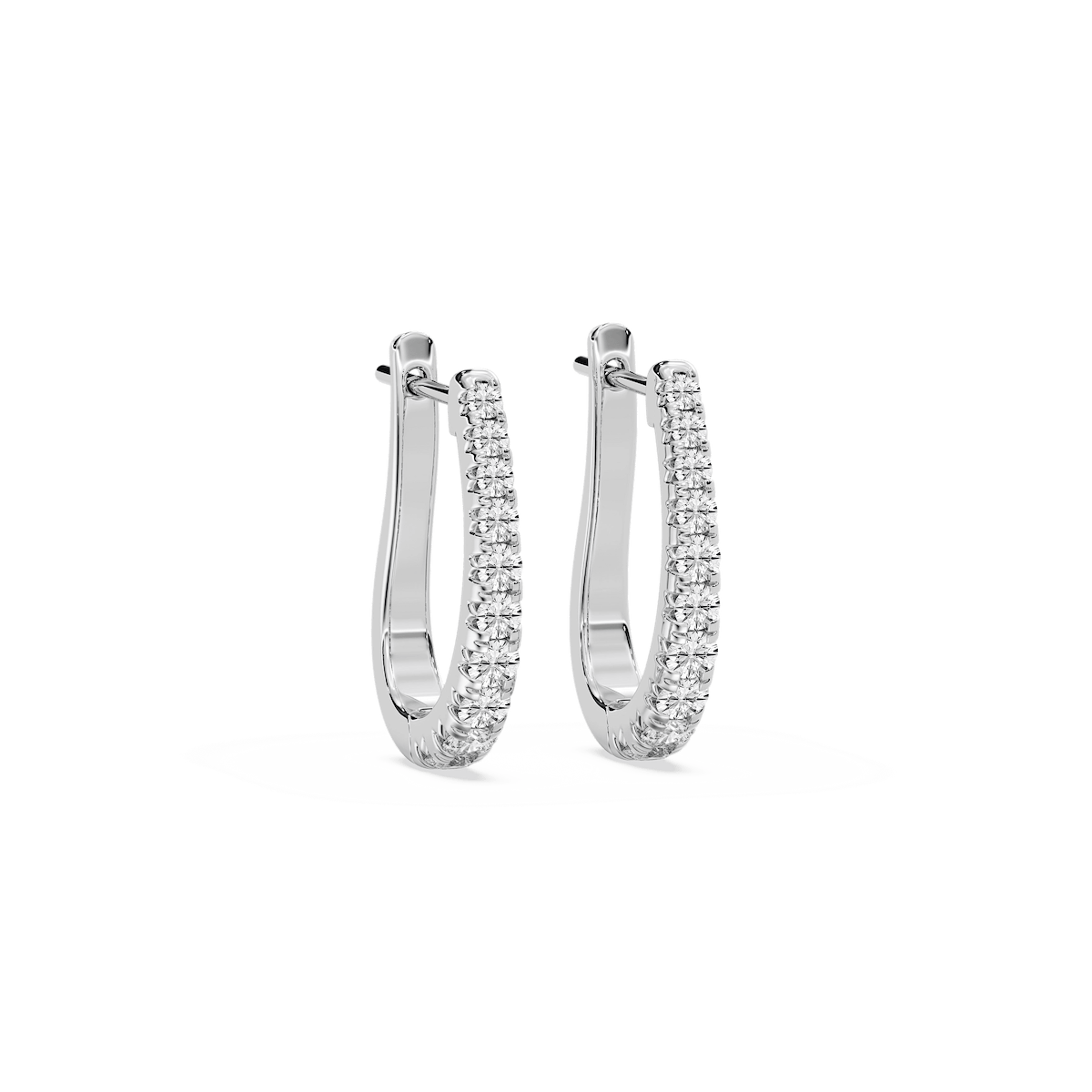 Round Lab Grown Diamond Graduated Horseshoe Hoop Earrings