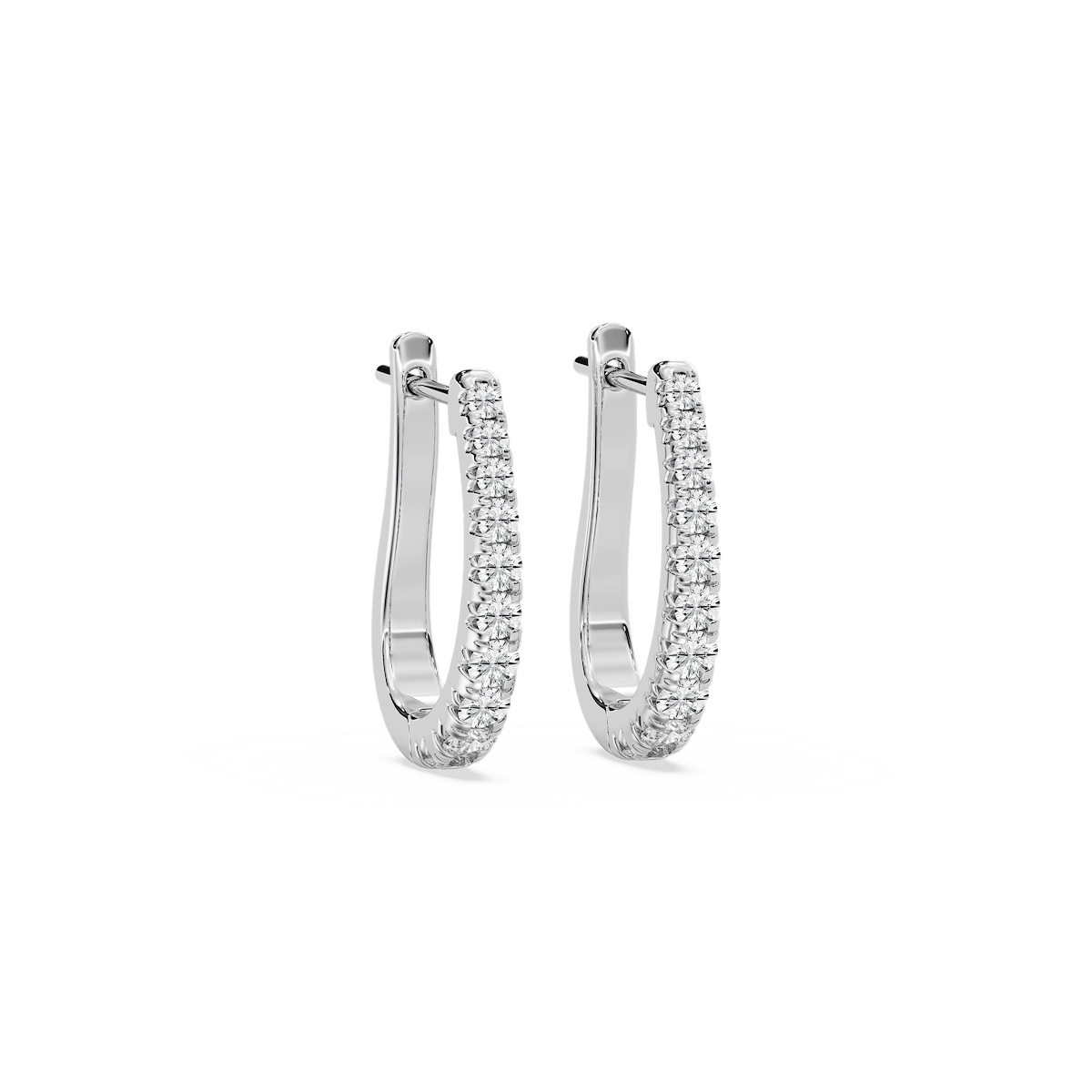 Round Lab Grown Diamond Graduated Horseshoe Hoop Earrings