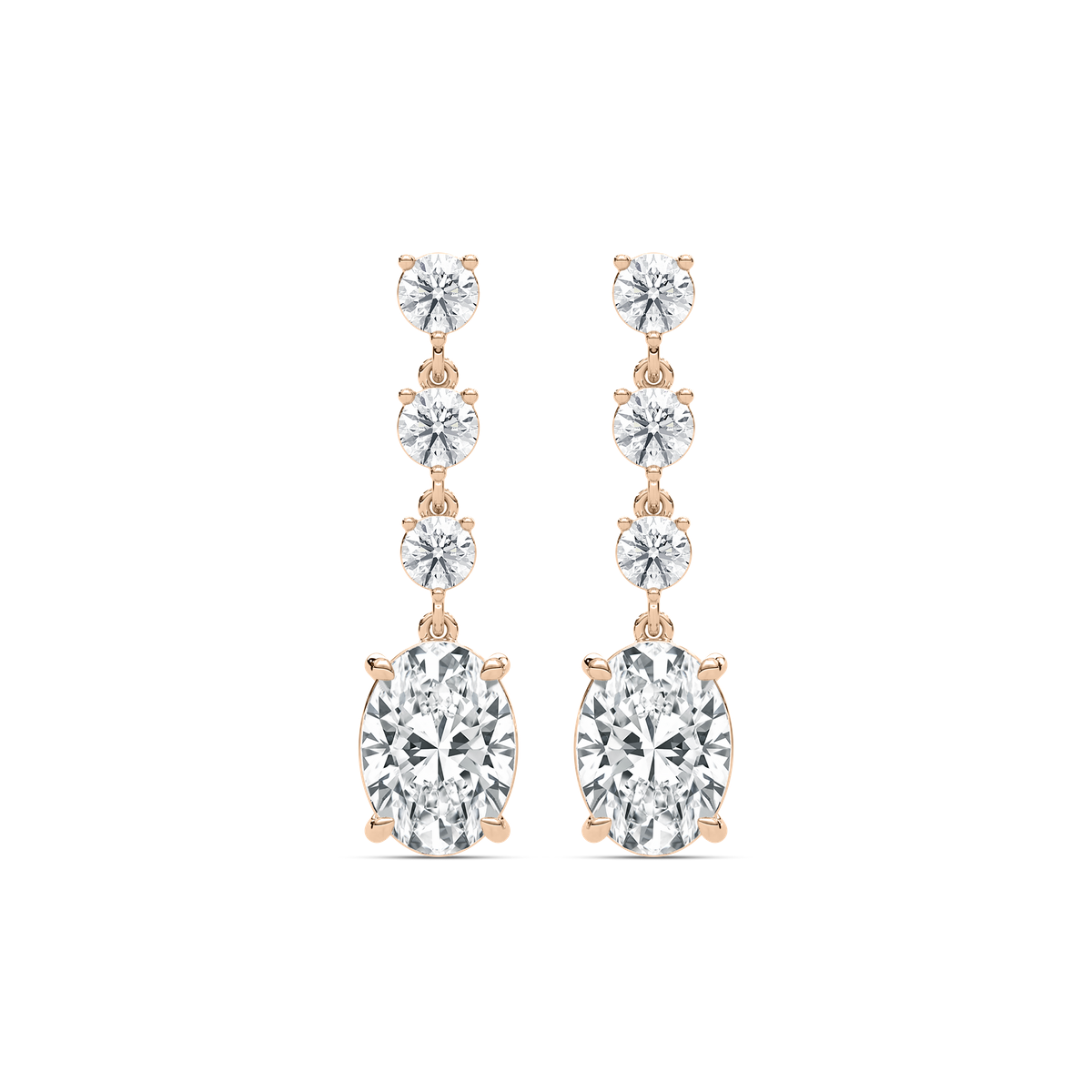 5 ⅛ ctw Oval and Round Lab Grown Diamond Dangle Earrings