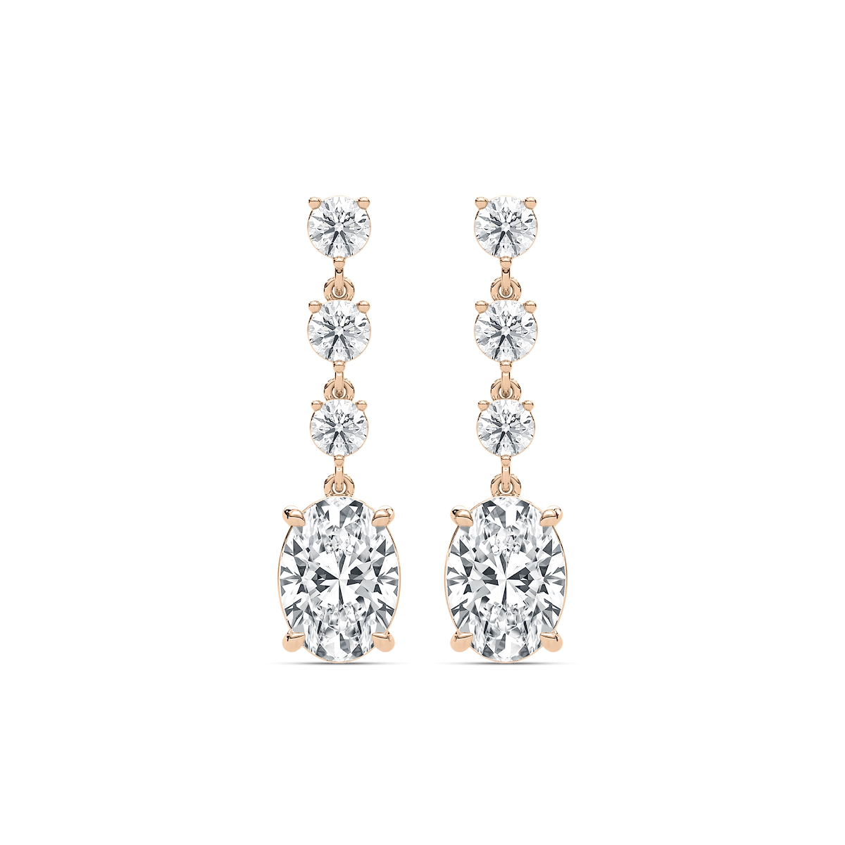 5 ⅛ ctw Oval and Round Lab Grown Diamond Dangle Earrings