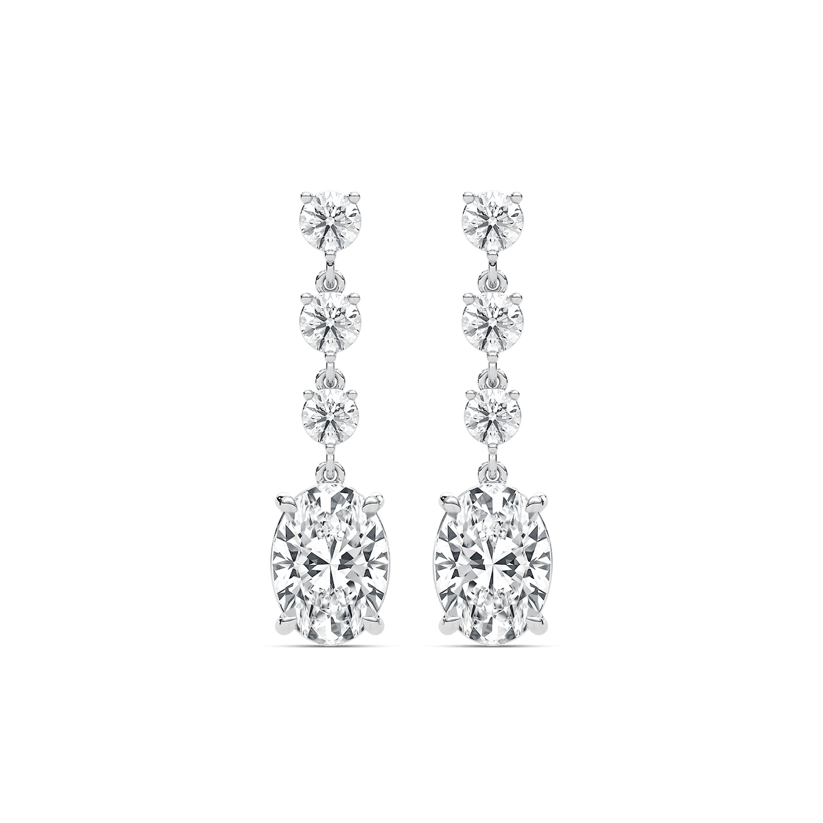 5 ⅛ ctw Oval and Round Lab Grown Diamond Dangle Earrings