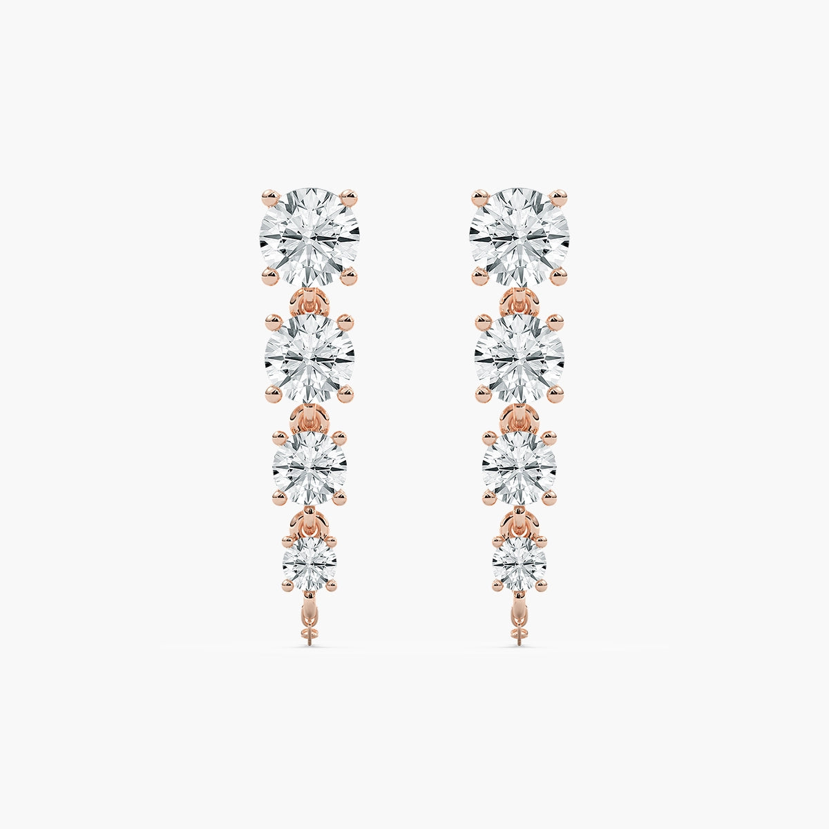 1 ctw Round Lab Grown Diamond Graduated Dangle Earrings