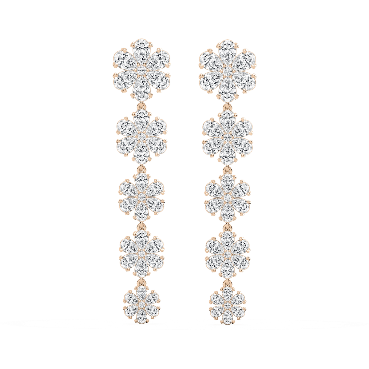 7 ¹⁄₂ ctw Round & Pear Lab Grown Diamond Snowflake Dangle Earrings