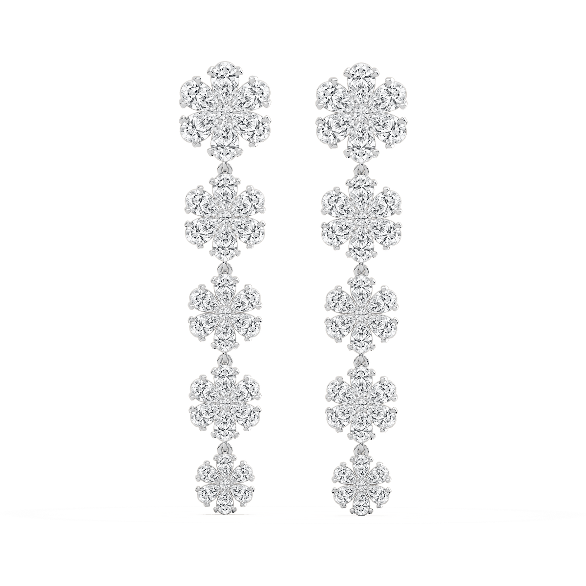 7 ¹⁄₂ ctw Round & Pear Lab Grown Diamond Snowflake Dangle Earrings