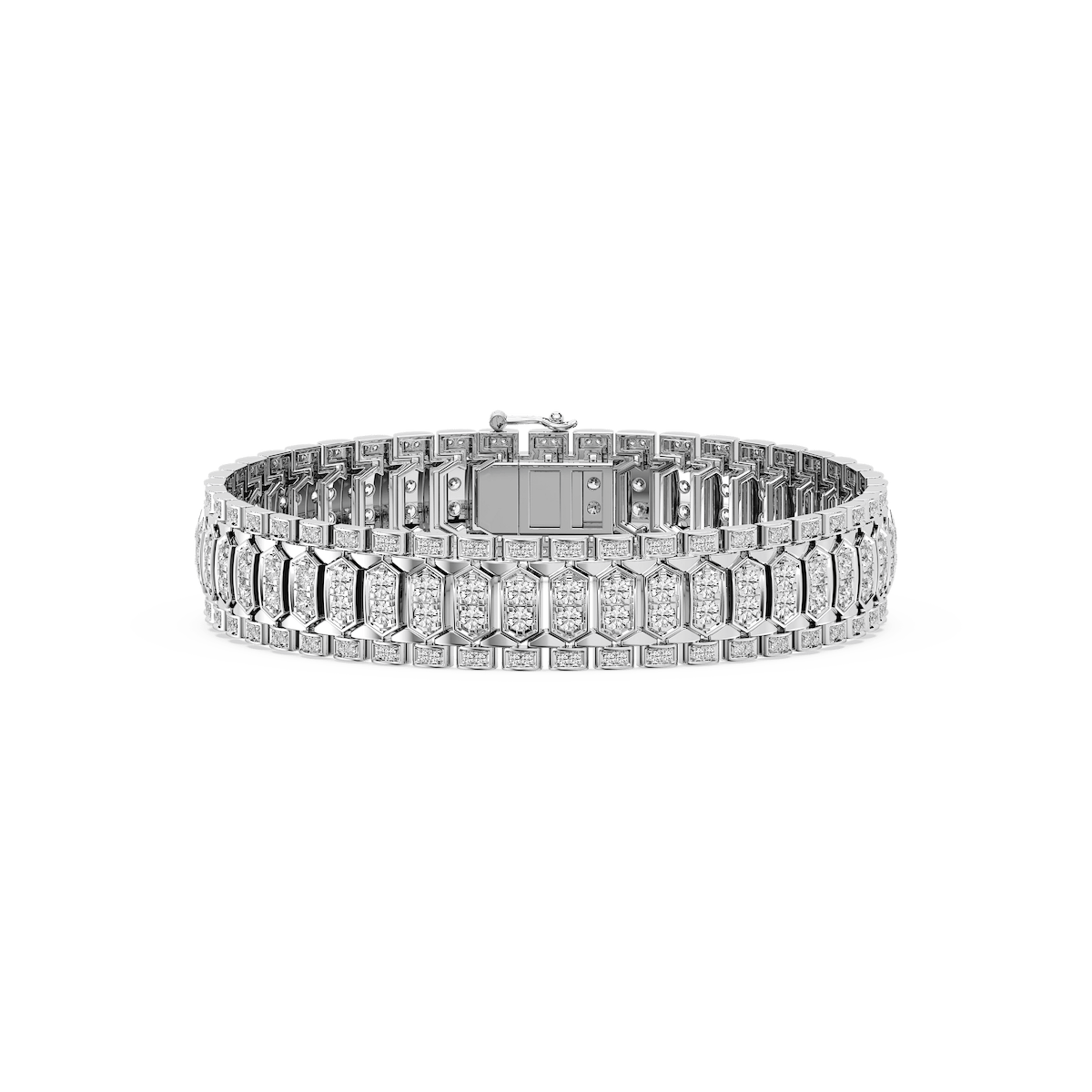 7 ctw Round Lab Grown Diamond Grand Pave Cluster Bracelet  - 8 Inches