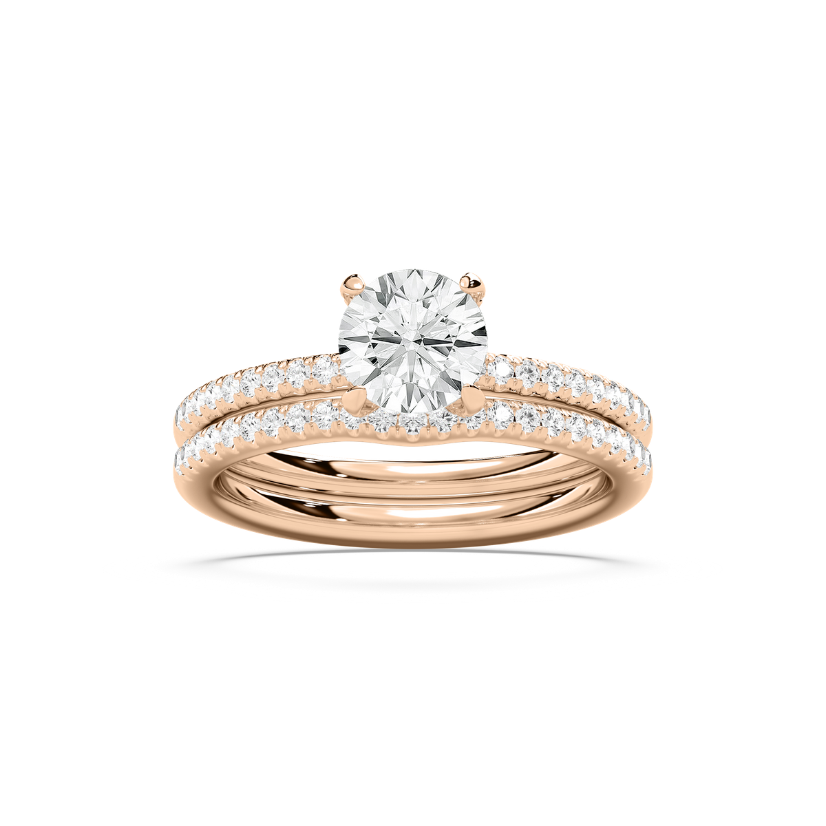 Mackenzie 1 ⅜ ctw Round Lab Grown Diamond Fishtail Pave Wedding Set