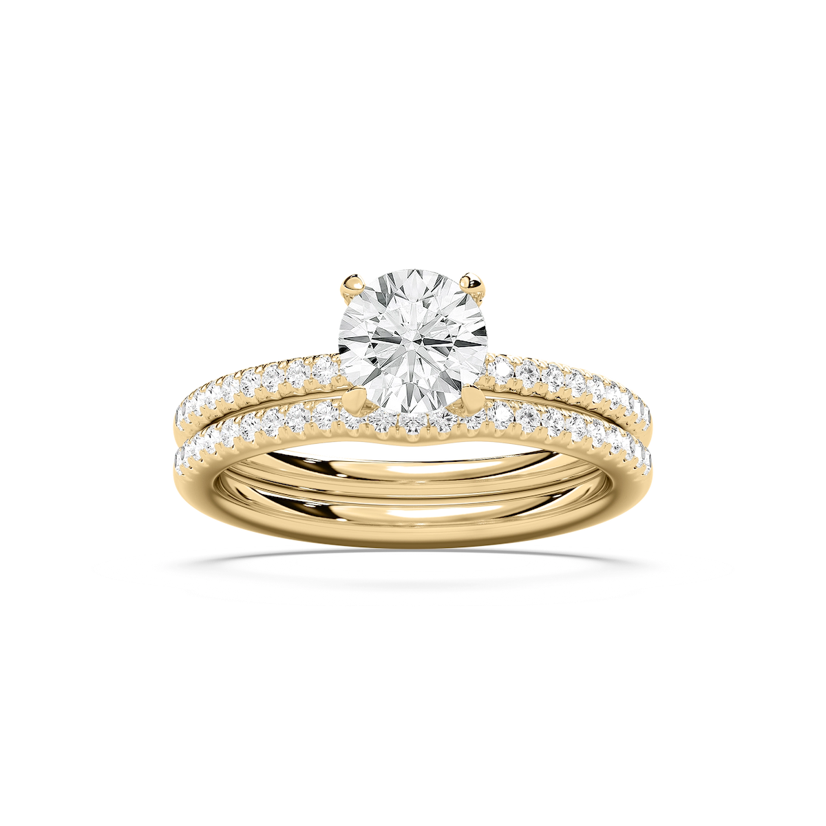 Mackenzie 1 ⅜ ctw Round Lab Grown Diamond Fishtail Pave Wedding Set