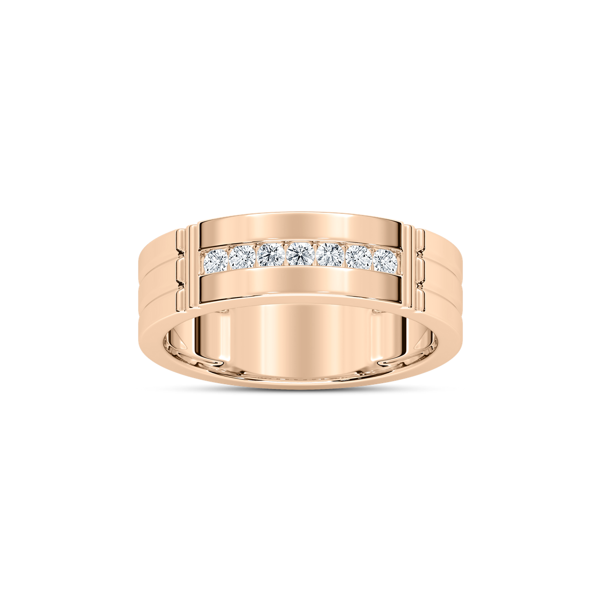 Robbie 1/5 ctw Round Lab Grown Diamond 6.10mm Grooved Channel Mens Wedding Band