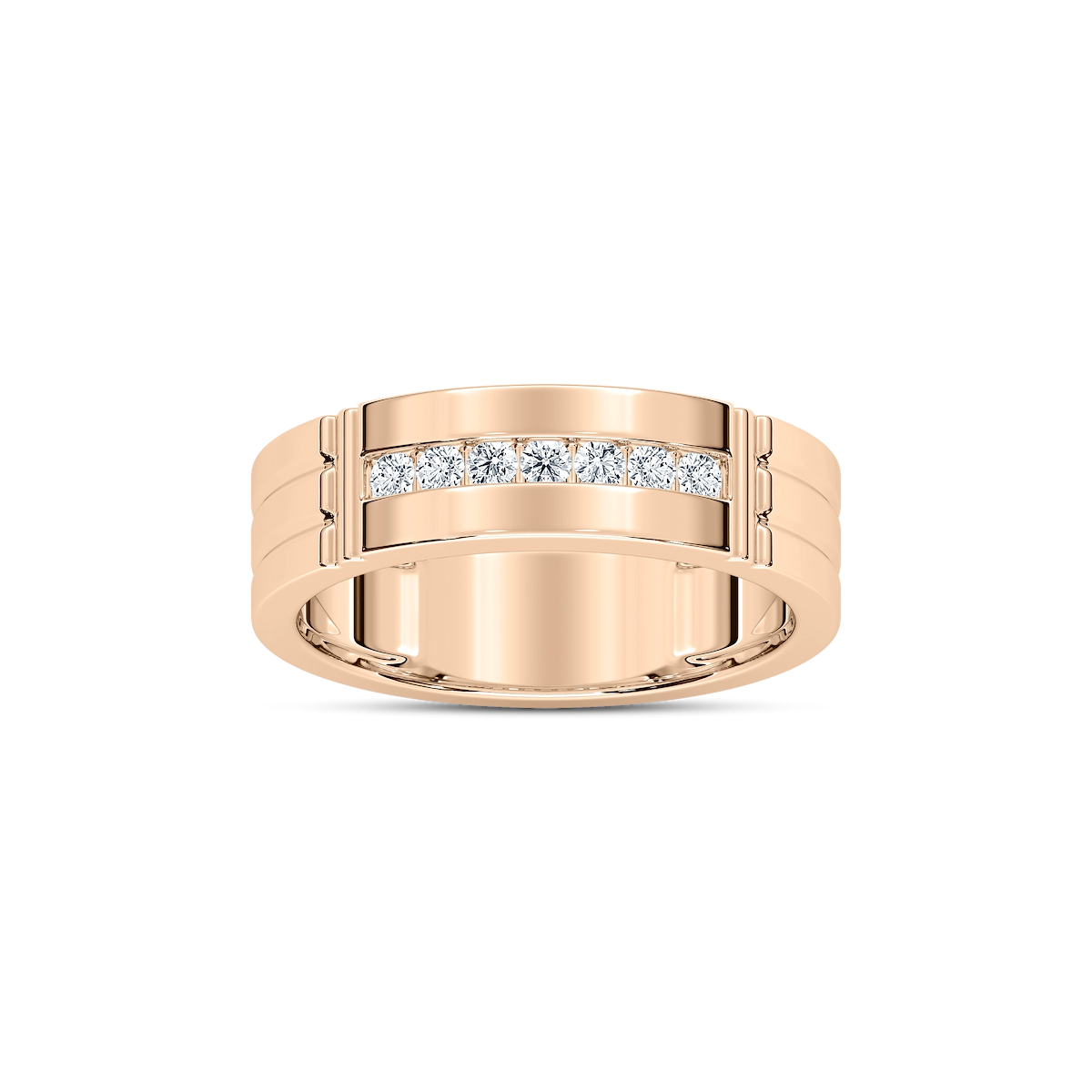 Robbie 1/5 ctw Round Lab Grown Diamond 6.10mm Grooved Channel Mens Wedding Band