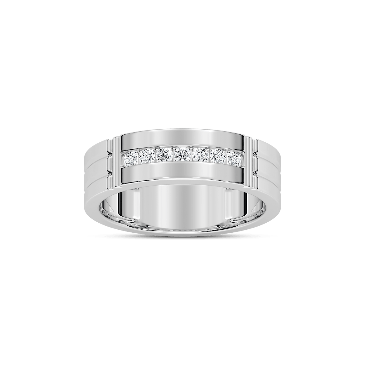 Robbie 1/5 ctw Round Lab Grown Diamond 6.10mm Grooved Channel Mens Wedding Band