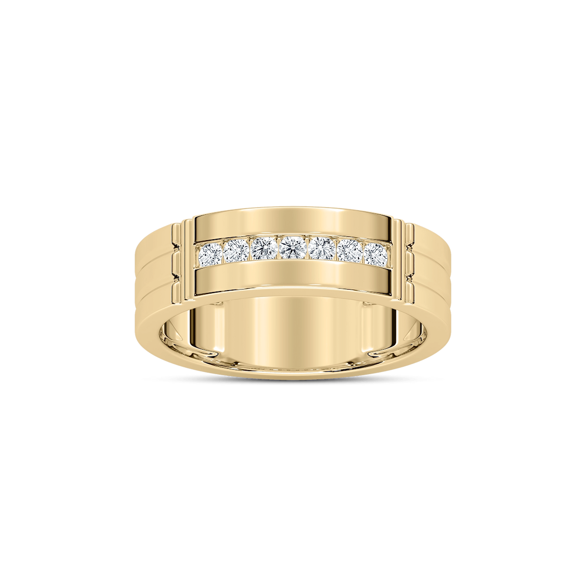 Robbie 1/5 ctw Round Lab Grown Diamond 6.10mm Grooved Channel Mens Wedding Band