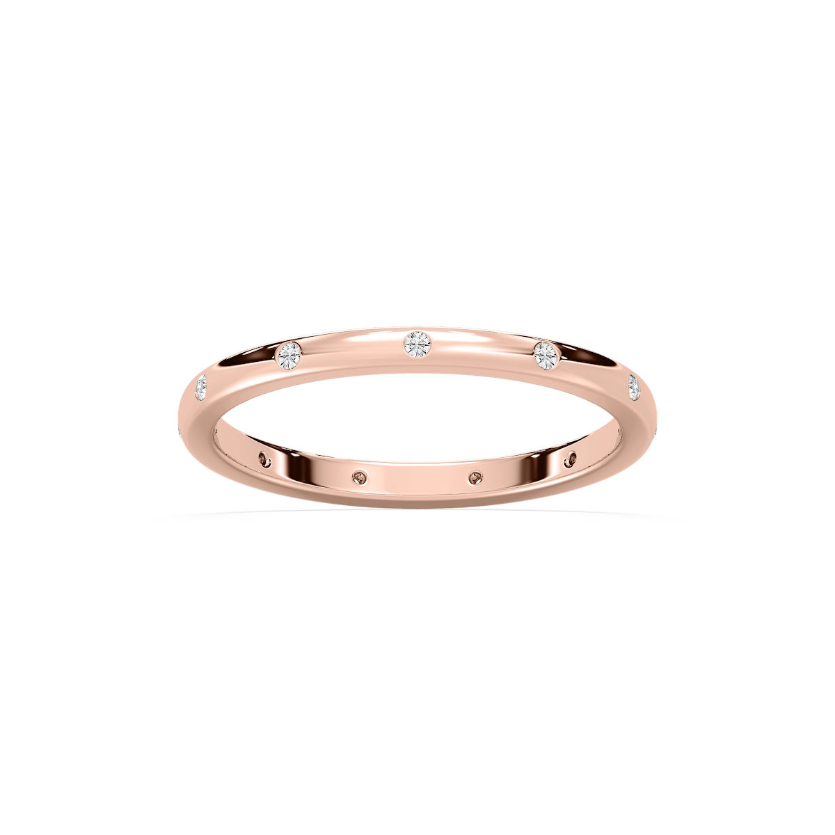 Zaniyah 1/8 ctw Round Lab Grown Diamond Burnished Station Eternity Band