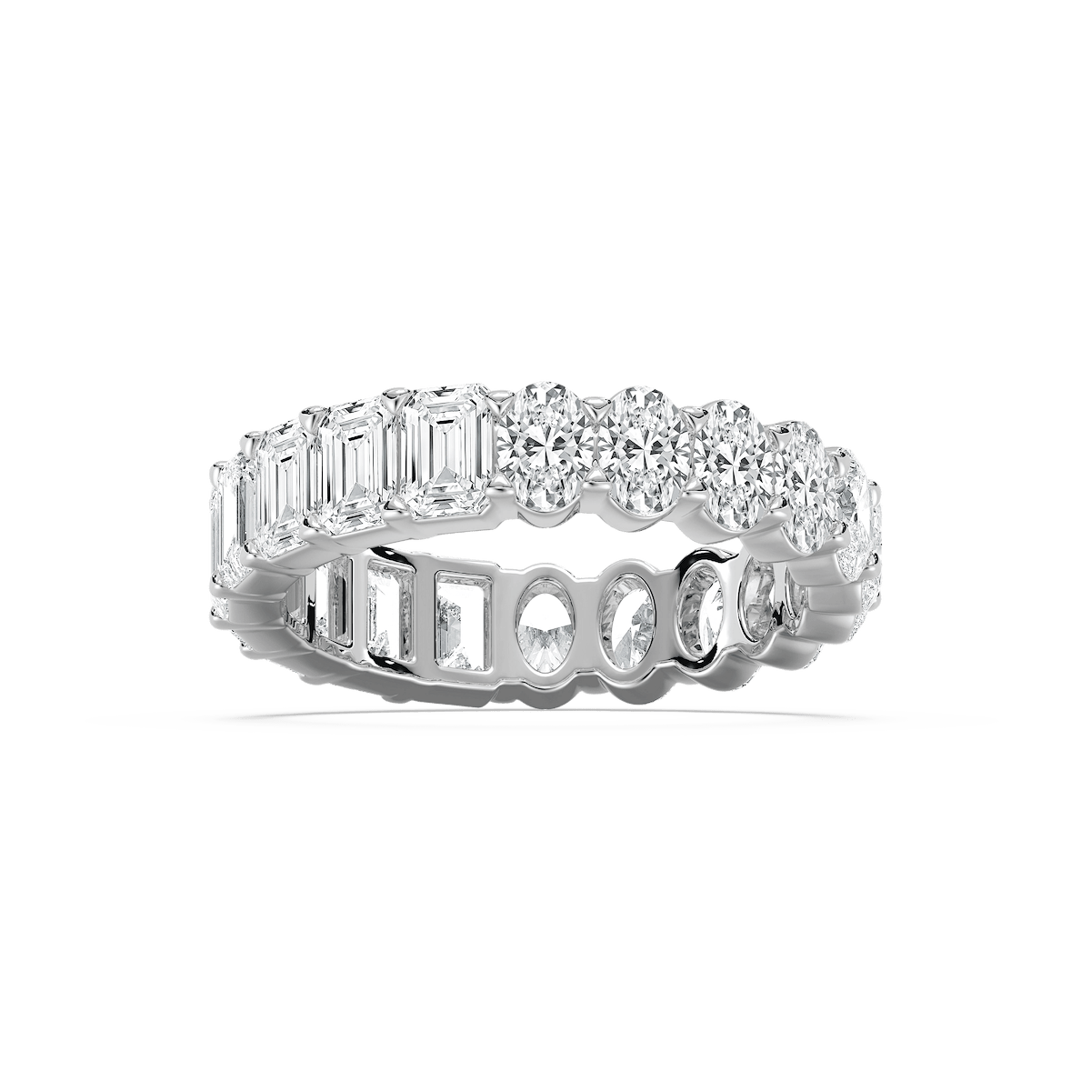 Julia 4 ⅖ ctw Emerald and Oval Lab Grown Diamond Half and Half Eternity Band