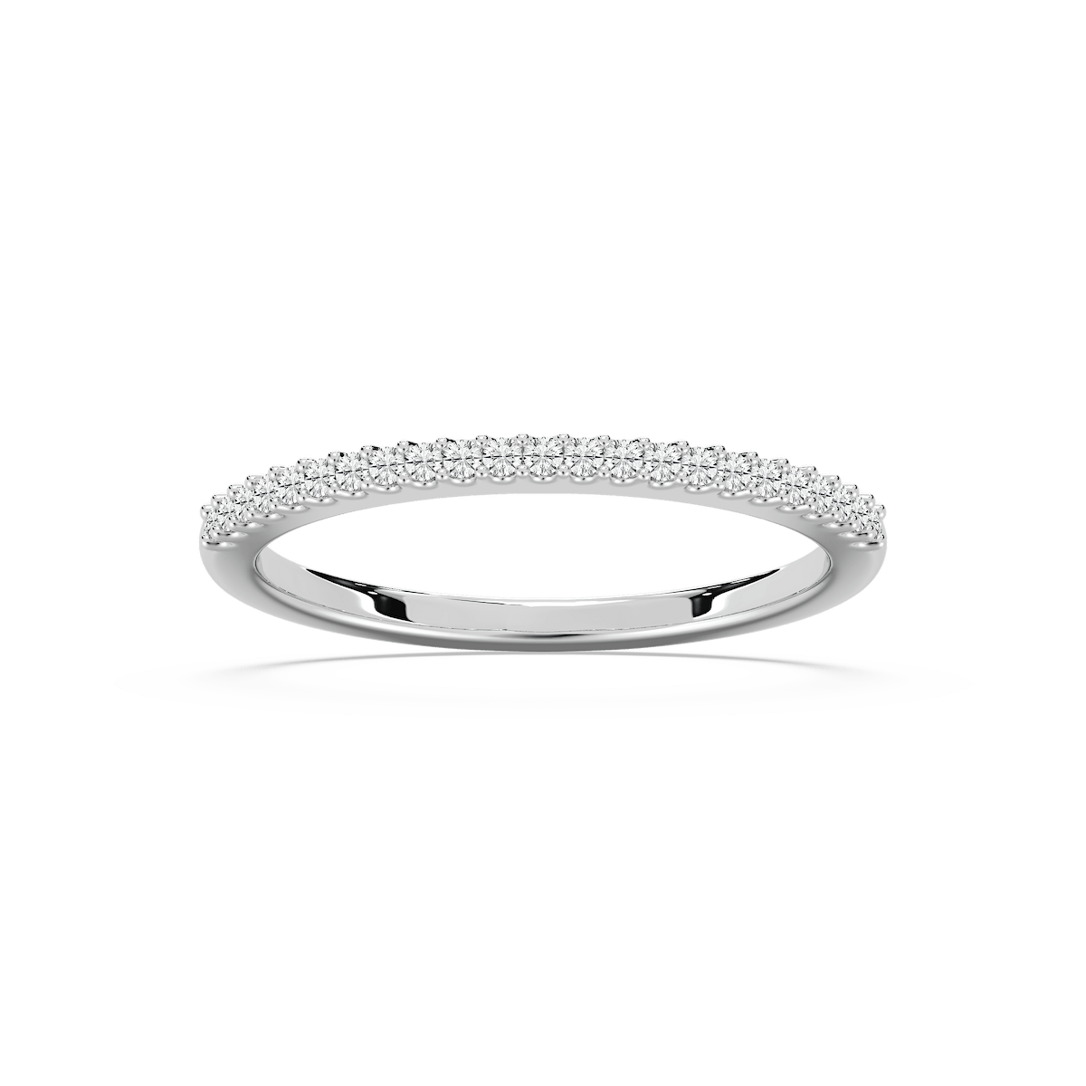Half Round Stackable Band with 0.13ctw Lab-Grown Diamonds in 10K White Gold