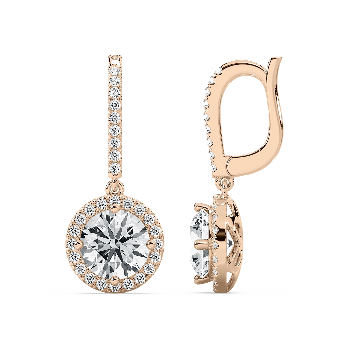 3 ¹⁄₂ ctw Round Lab Grown Diamond Halo Drop Earrings