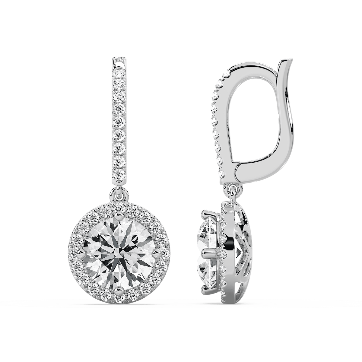3 ¹⁄₂ ctw Round Lab Grown Diamond Halo Drop Earrings