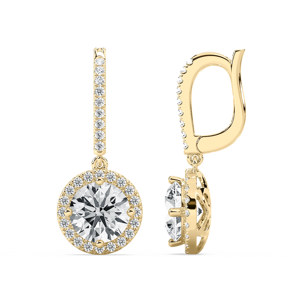 3 ¹⁄₂ ctw Round Lab Grown Diamond Halo Drop Earrings