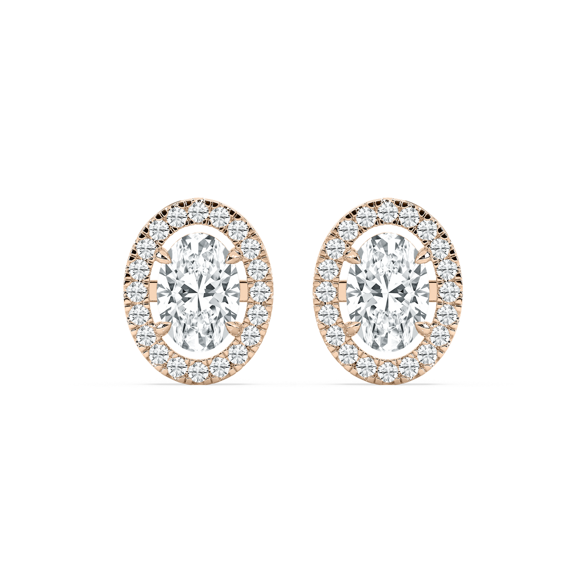 2 ⅖ ctw Oval Lab Grown Diamond Halo Stud Earrings