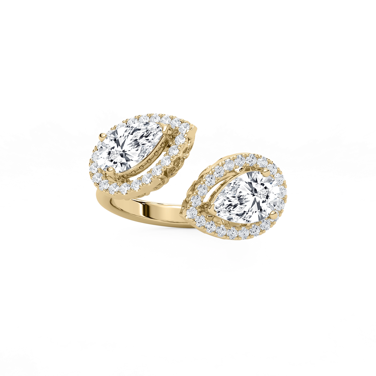 2 ⅖ ctw Pear and Round Lab Grown Diamond Halo Open Bypass Ring