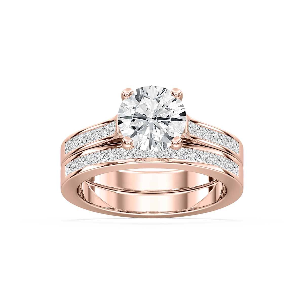 Hazel Lab Grown Diamond Cathedral Channel Wedding Set
