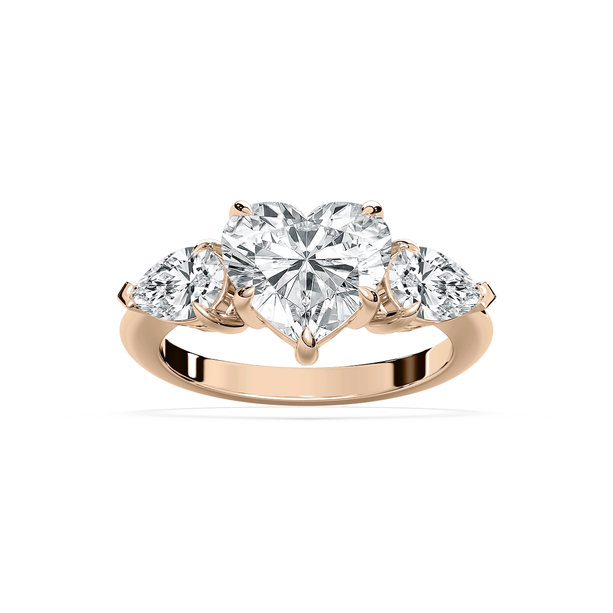 Sofía 4 ctw Heart Lab Grown Diamond with Pear Sides Three Stone Engagement Ring