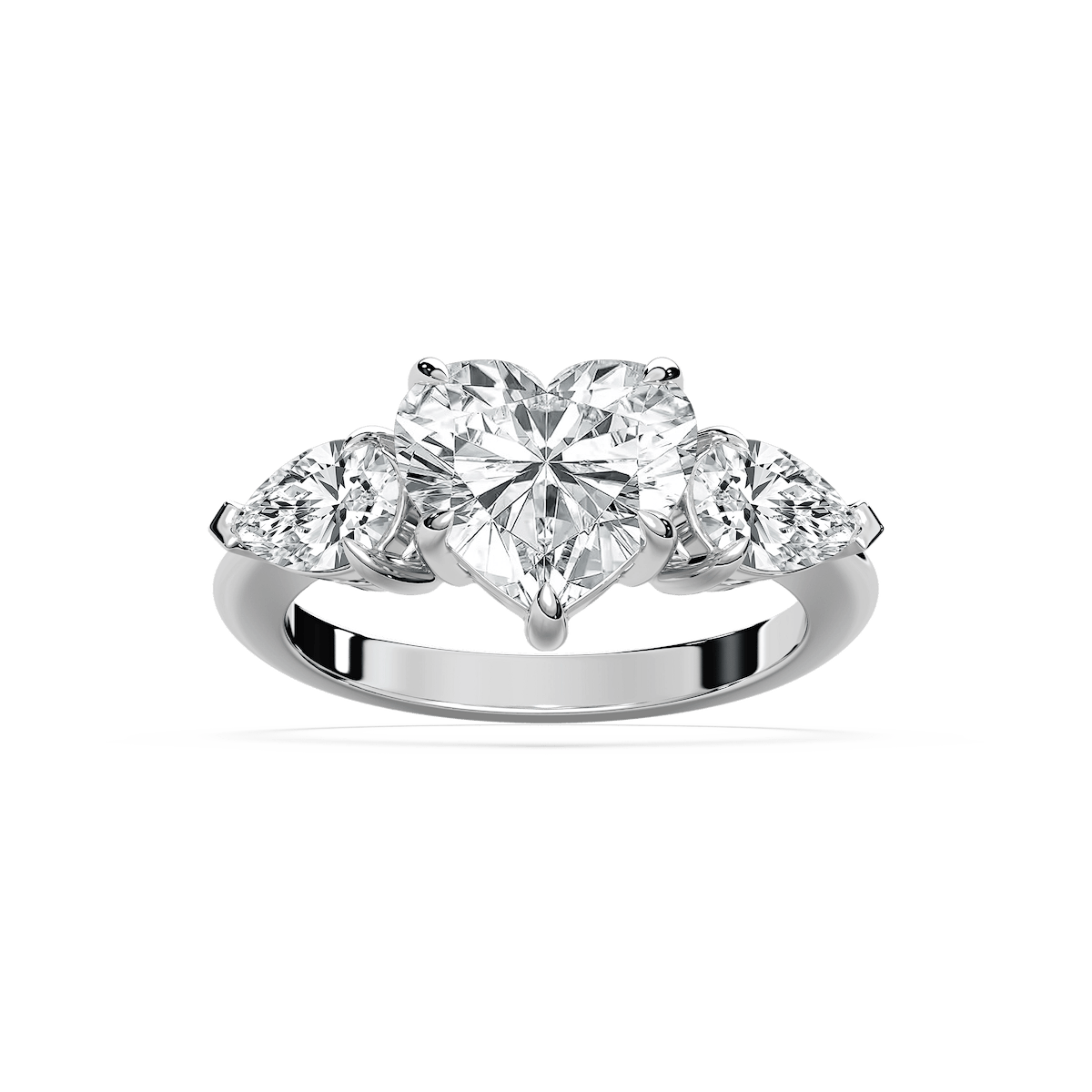 Sofía 4 ctw Heart Lab Grown Diamond with Pear Sides Three Stone Engagement Ring
