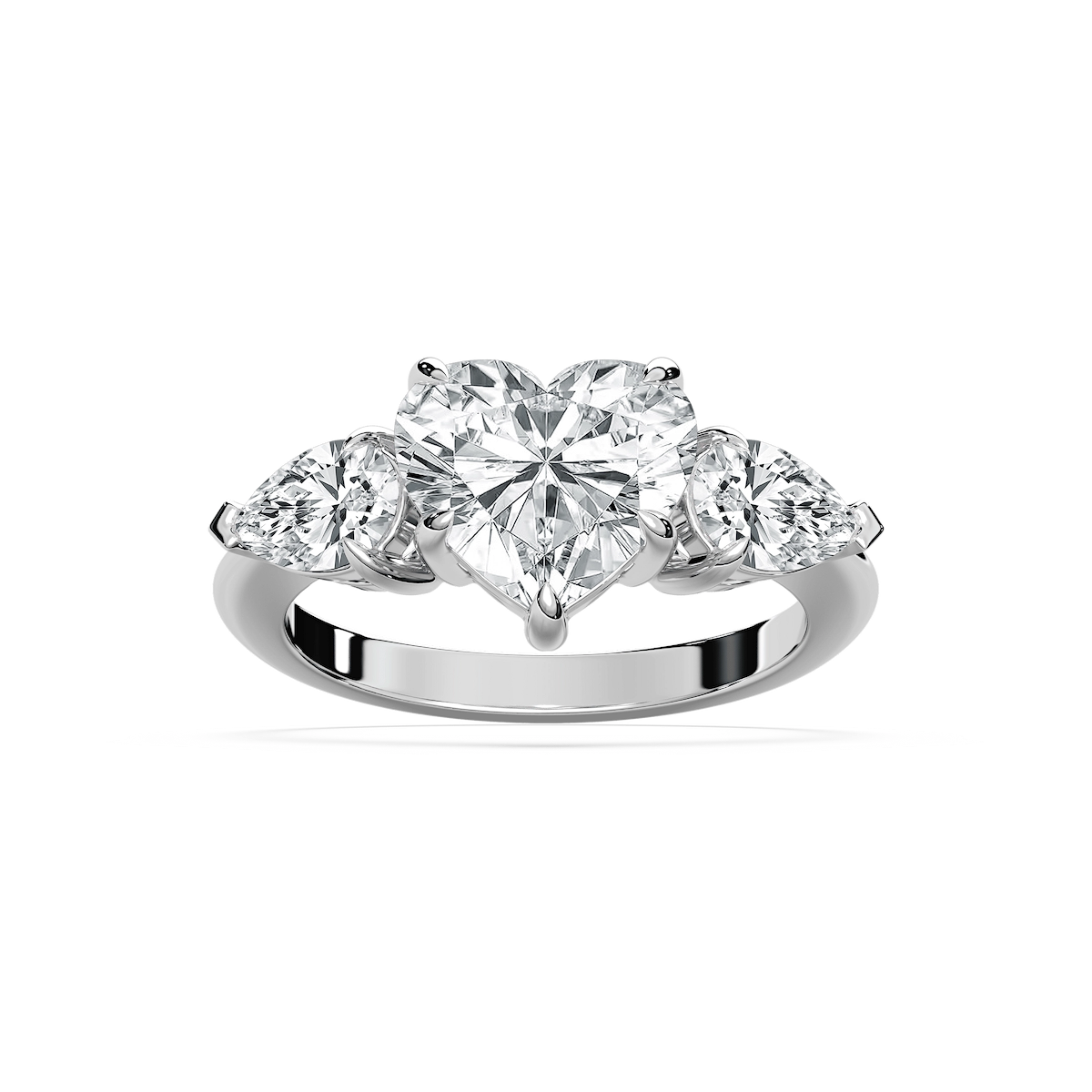 Sofía 4 ctw Heart Lab Grown Diamond with Pear Sides Three Stone Engagement Ring