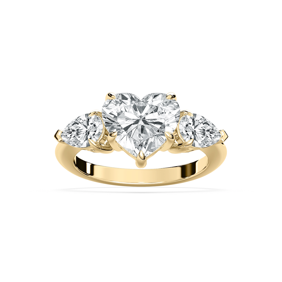 Sofía 4 ctw Heart Lab Grown Diamond with Pear Sides Three Stone Engagement Ring