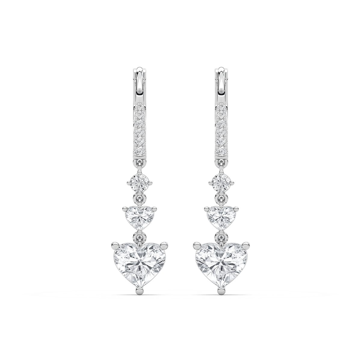 2 ctw Duo Heart & Round Lab Grown Diamond Dangle Earrings