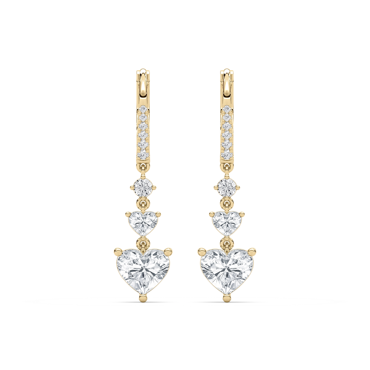 2 ctw Duo Heart & Round Lab Grown Diamond Dangle Earrings