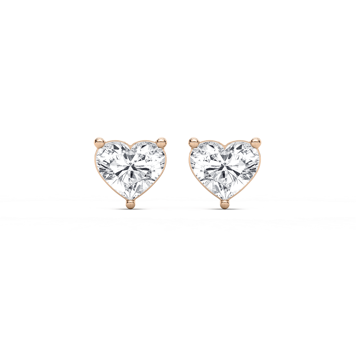 Heart Cut Prong Diamond Earrings with 0.50ct Lab-Grown Diamonds in 14K Rose Gold