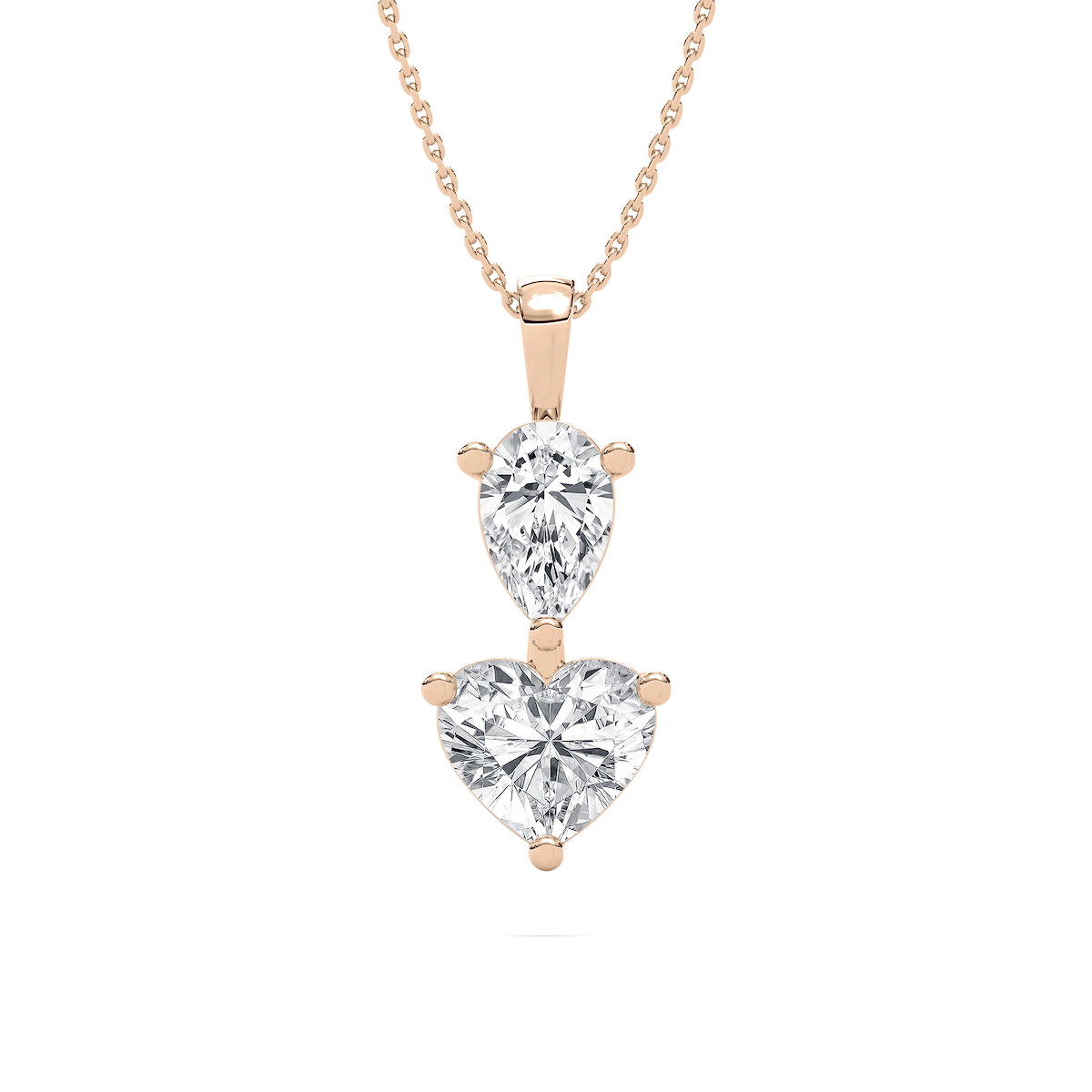 3 ctw Pear and Heart Lab Grown Diamond Two Stone Pendant - 18 Inches