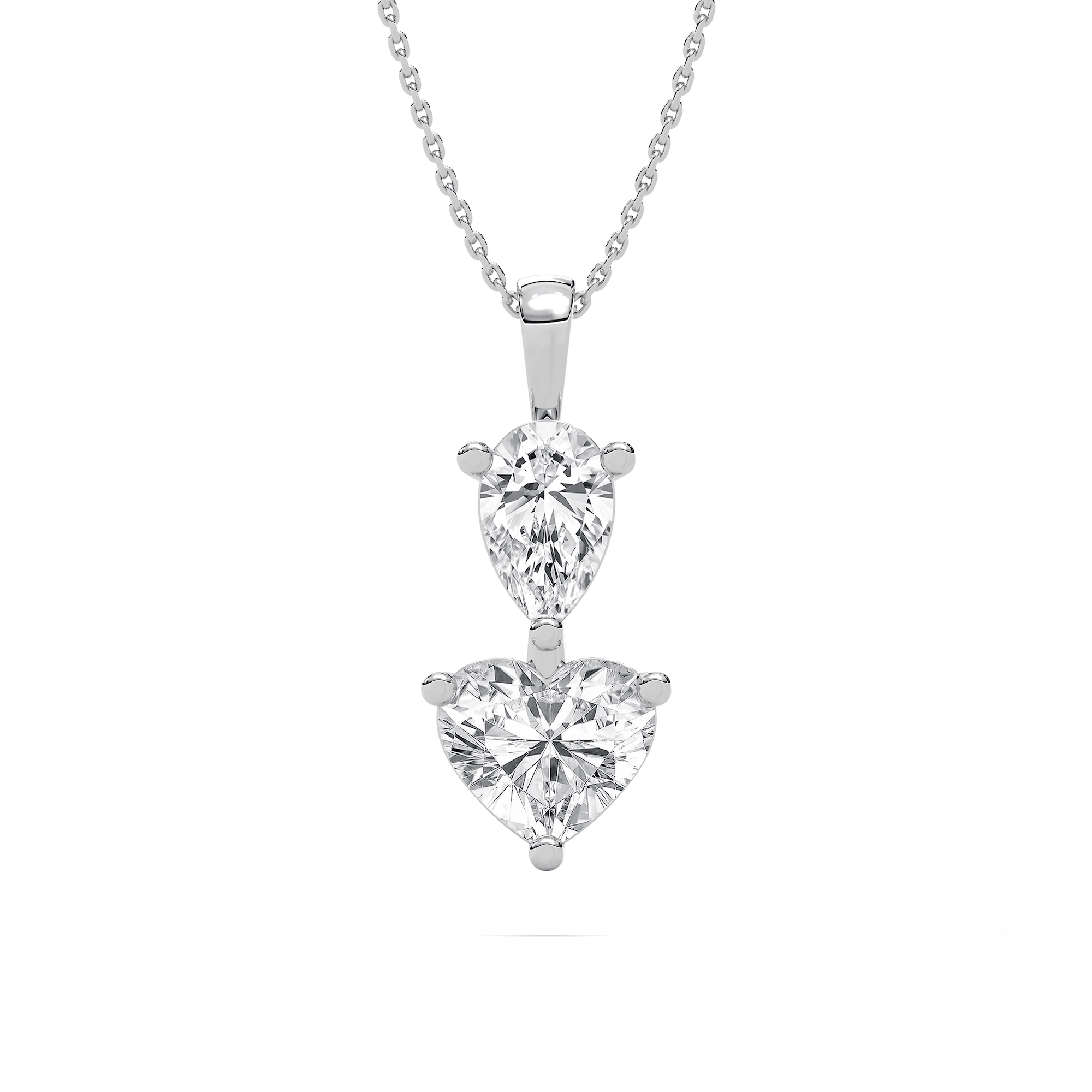3 ctw Pear and Heart Lab Grown Diamond Two Stone Pendant - 18 Inches