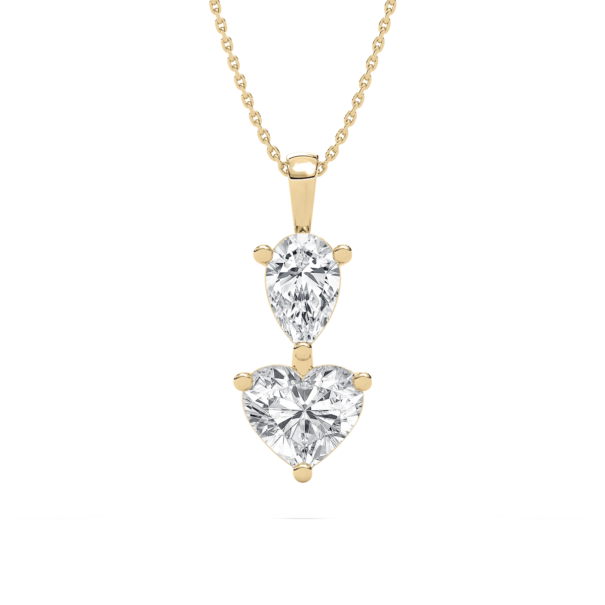 3 ctw Pear and Heart Lab Grown Diamond Two Stone Pendant - 18 Inches