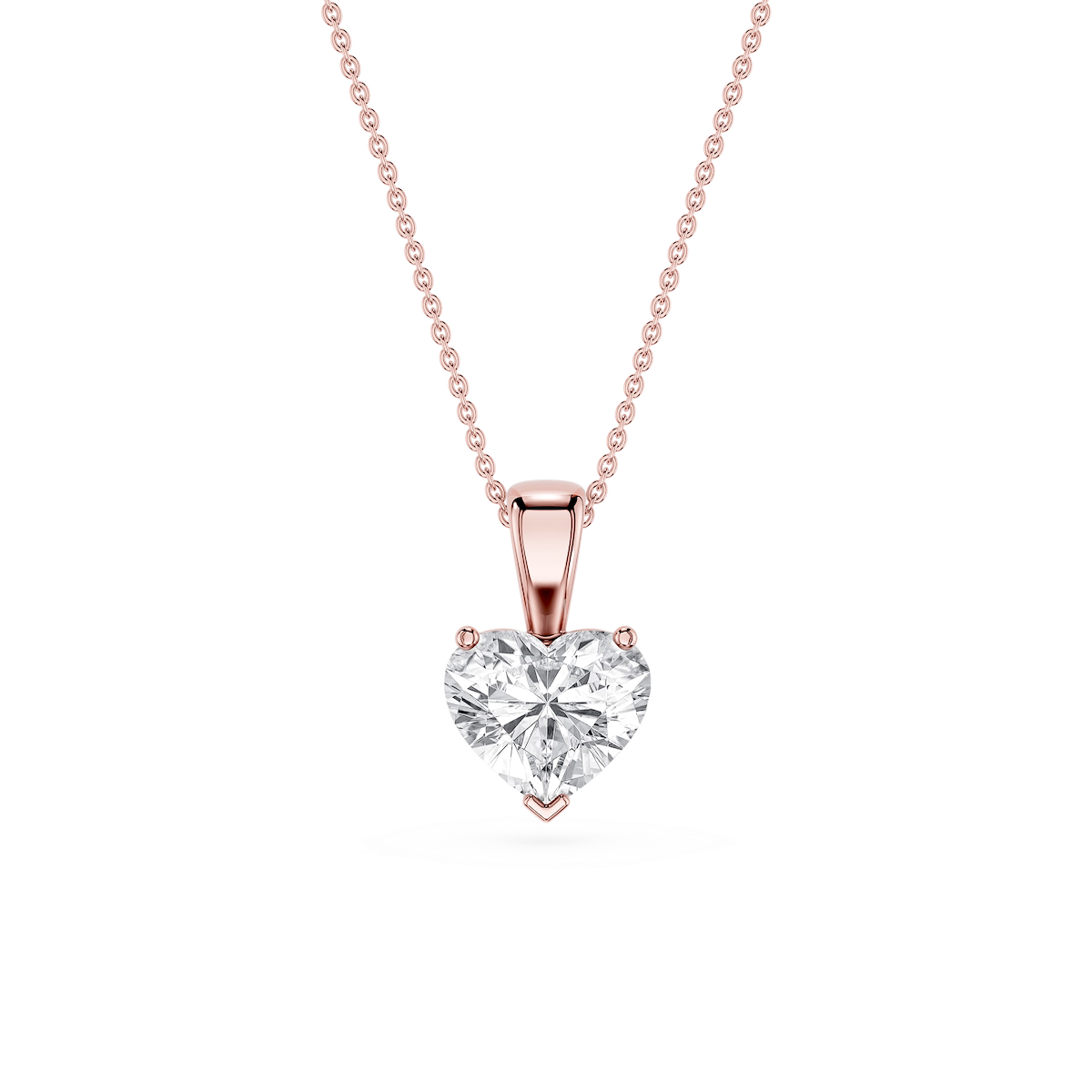 Heart Lab Grown Diamond 3 Prong Solitaire Pendant - 16 to 18 Inches